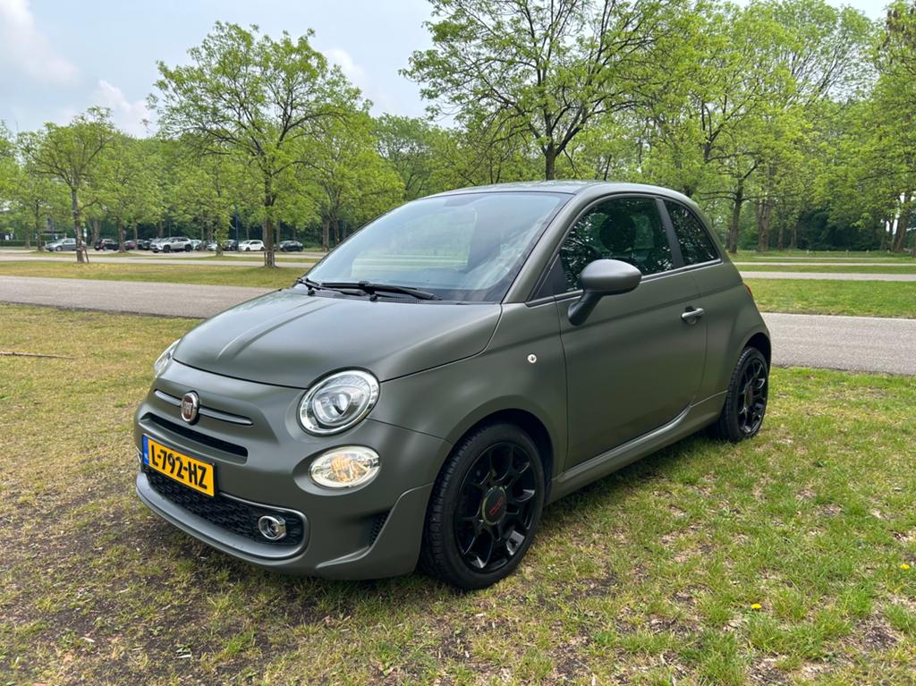 Fiat 500 0.9 85pk Twinair Turbo 2017 Mat Groen, Voorwielaandrijving, Parkeersensor, 905 kg, Leder