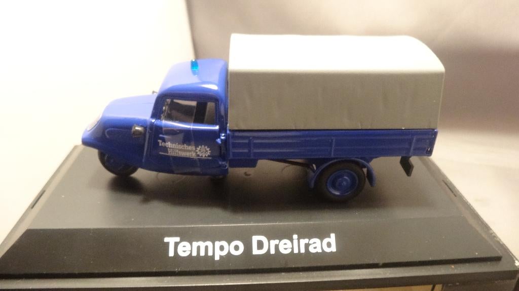 Schuco Tempo Dreirad blauw 1:43 Limited Edition, Hobby en Vrije tijd, Modelauto's | 1:43, Ophalen of Verzenden, Zo goed als nieuw