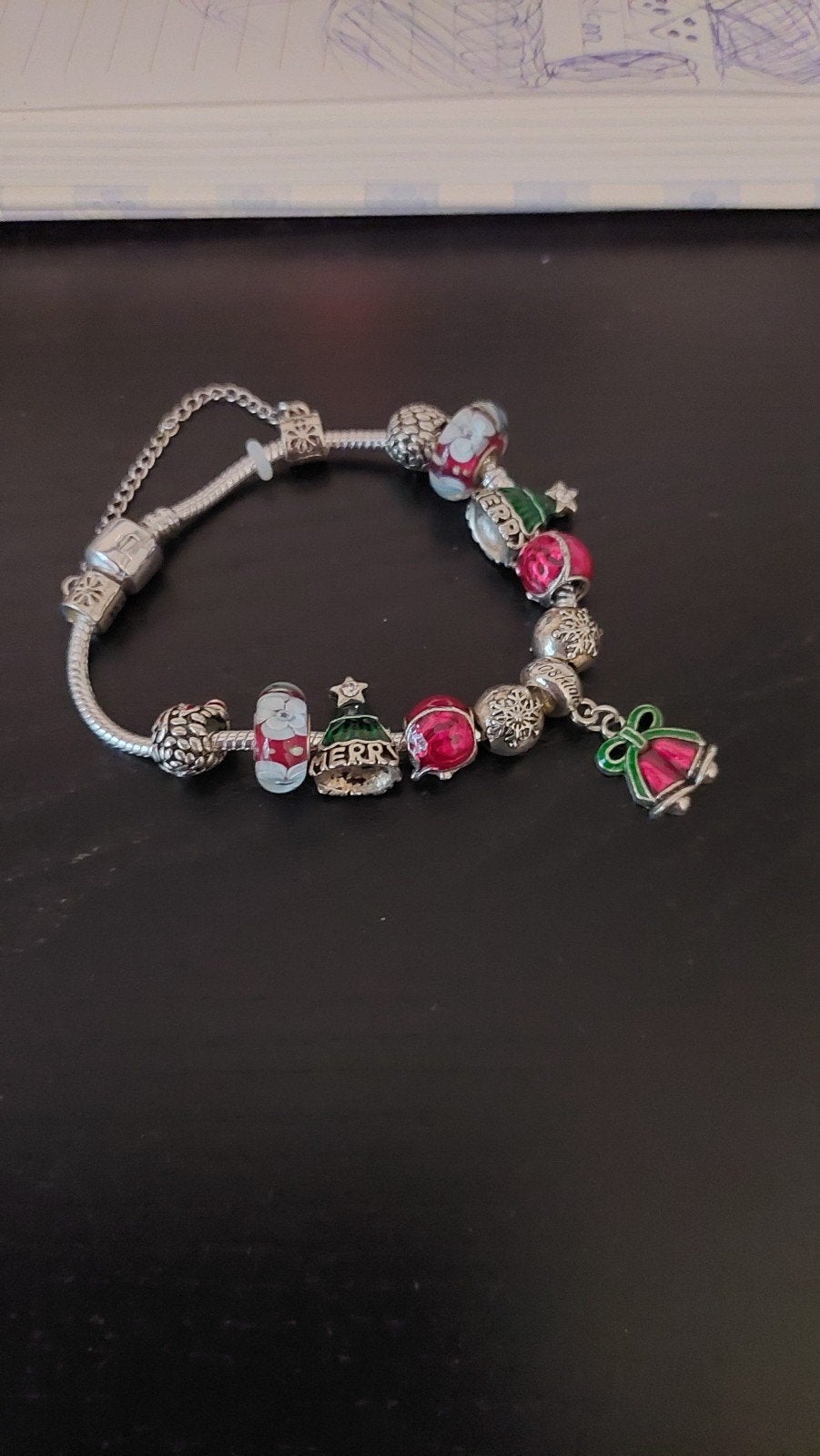 Pandora stijl kerst bedelarmband, Overige kleuren, Ophalen of Verzenden, Zo goed als nieuw, Met bedels of kralen