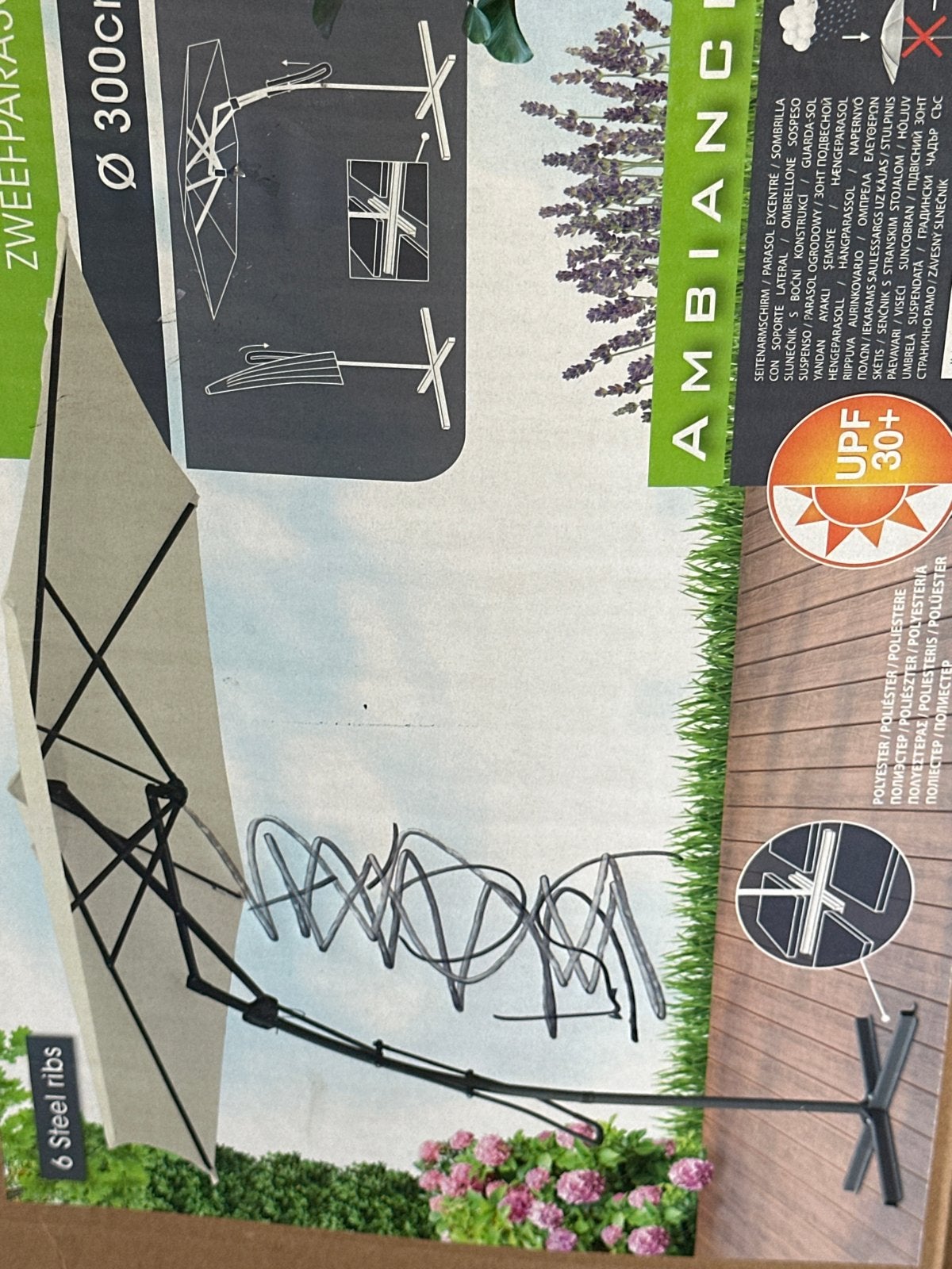 Luxe zweefparasol 300cm - Nieuw in doos, Ophalen of Verzenden, Nieuw, 2 tot 3 meter, Zweefparasol