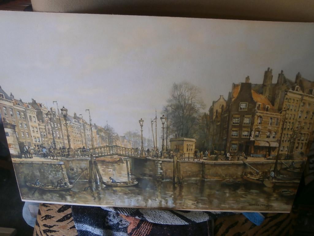 In mooie Lijst Prent Oud Rotterdam, Herman Paradies, Gebruikt, Ophalen of Verzenden, Voor 1940, Prent