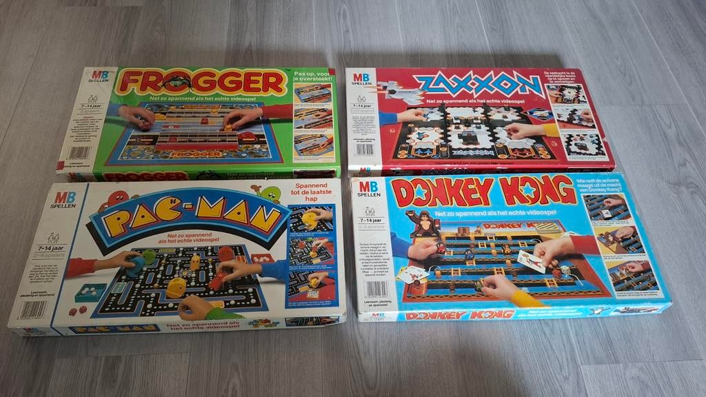 MB bordspellen: Pac-Man, Frogger, Donkey Kong, Zaxxon, Hobby en Vrije tijd, Gezelschapsspellen | Bordspellen, Een of twee spelers