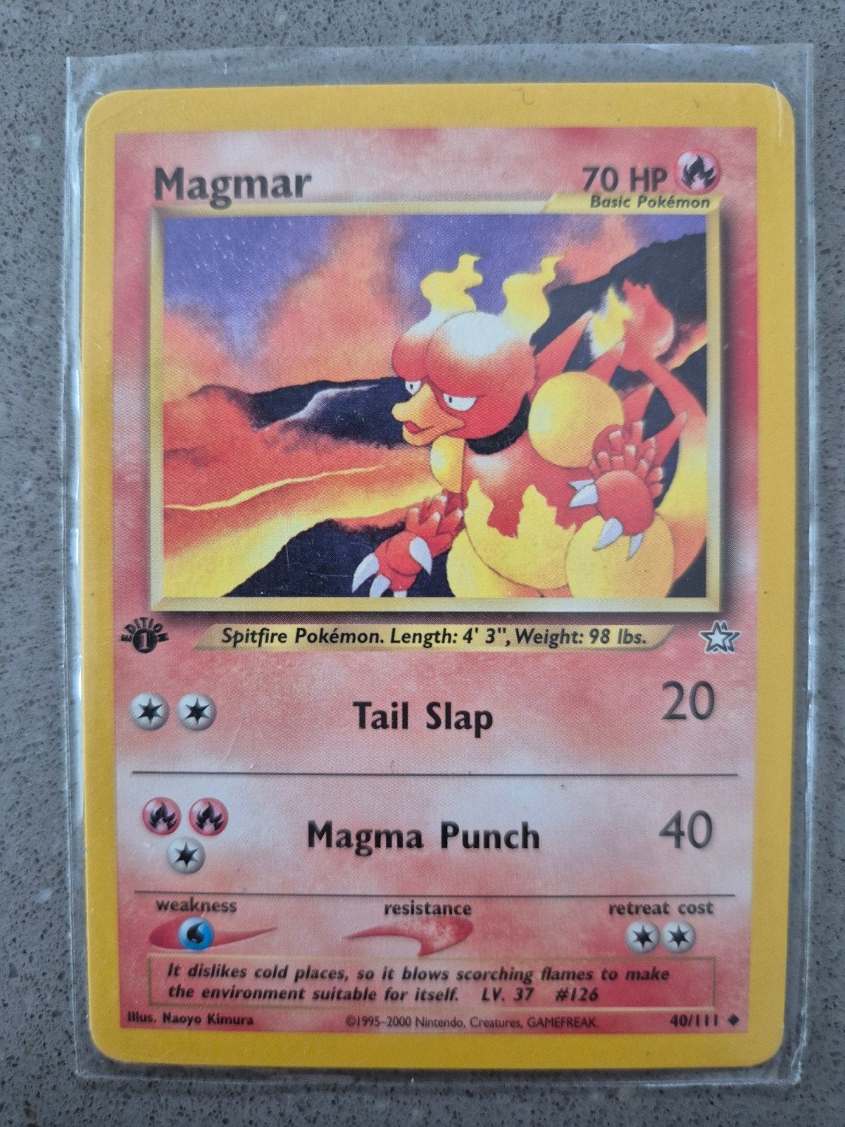 Magmar 40/111 - First Edition - Pokémon Kaart, Ophalen of Verzenden, Zo goed als nieuw, Losse kaart