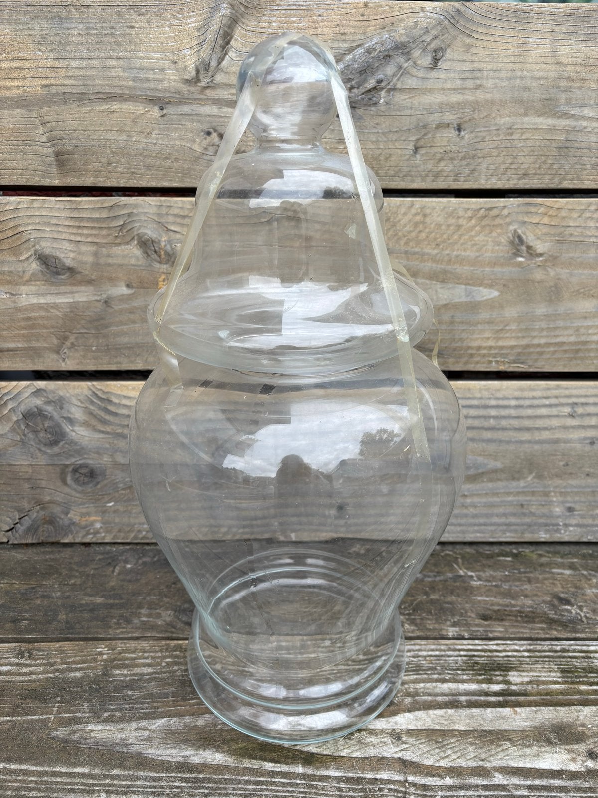 Glazen pot met deksel - 53cm hoog, Ophalen, Zo goed als nieuw, Glas