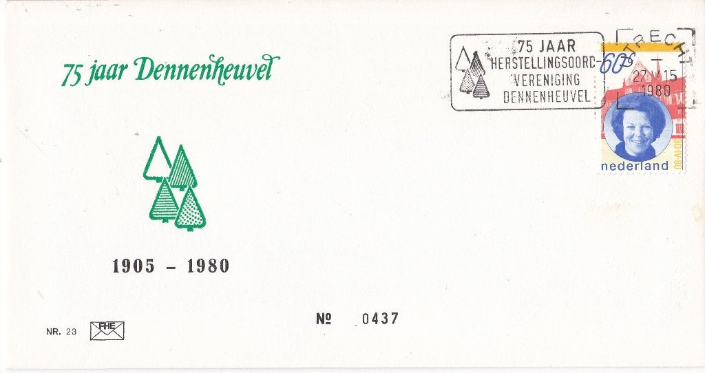 Zegelkoerier FHE 23 – 75 jaar Dennenheuvel – Utrecht, Ophalen of Verzenden, Envelop