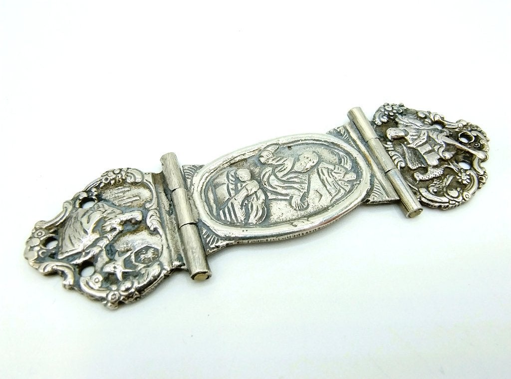 Zilveren bijbelslot, muiter, klamparm, aanzetstuk, 1820, Verzenden, Zilver
