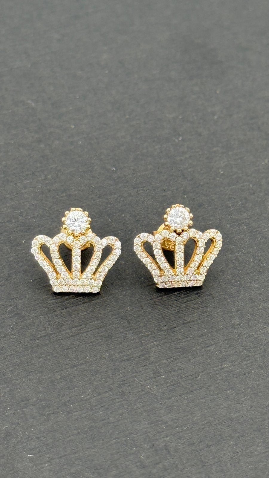 14 karaat gouden kroon oorbellen met zirkonia’s - nieuw, Sieraden, Tassen en Uiterlijk, Oorbellen, Nieuw, Ophalen of Verzenden