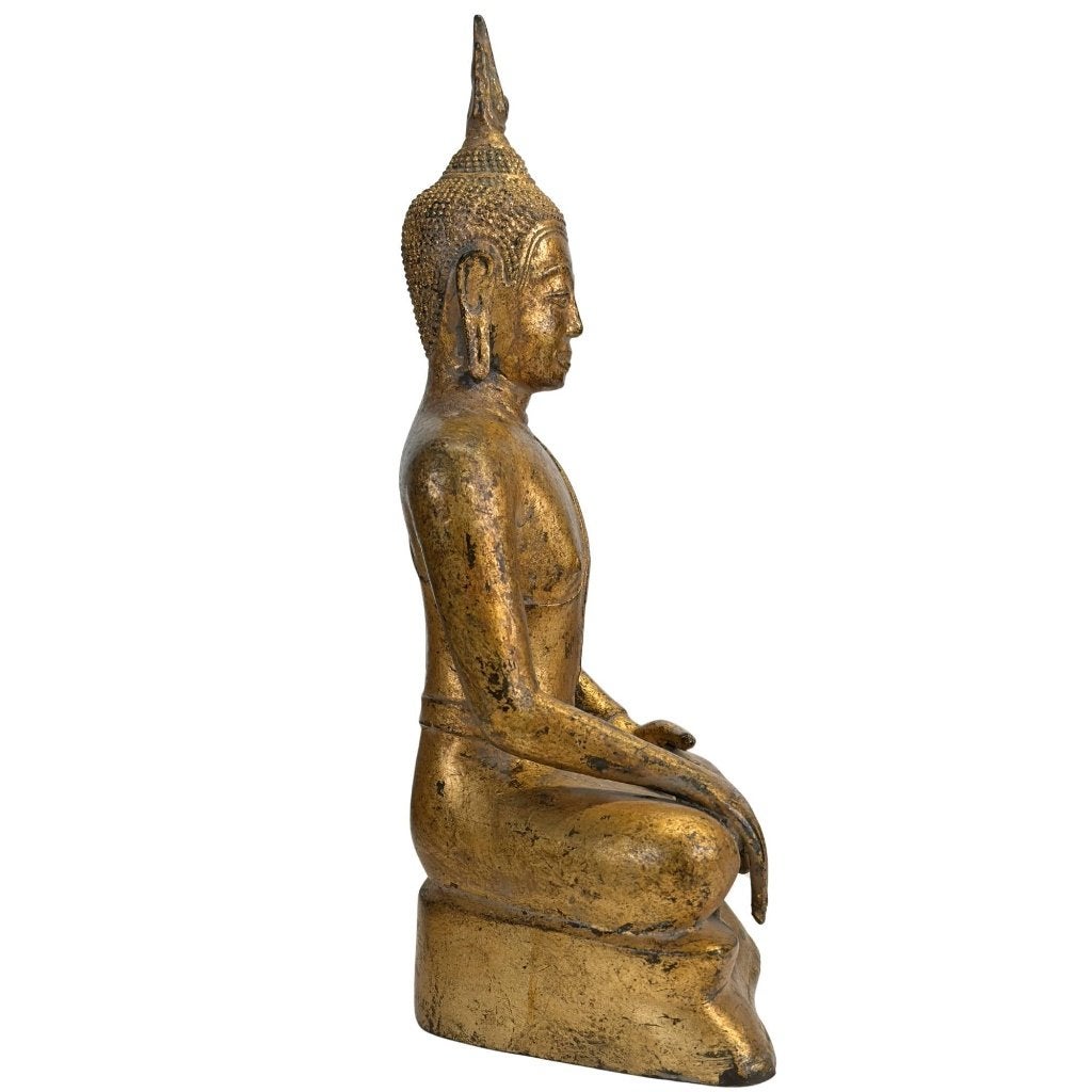 Boeddhabeeld – Thais verguld brons, Antiek en Kunst, Overige herkomsten, Ophalen of Verzenden, Beeld, Brons