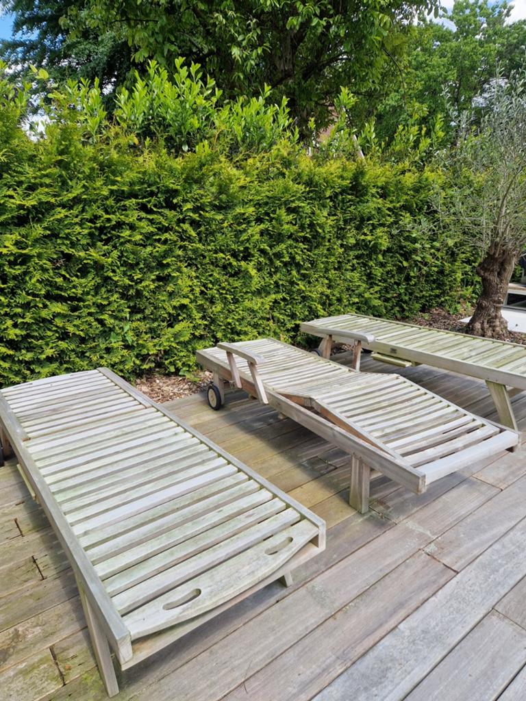 3 Ligbedden tuin teak, Tuin en Terras, Ophalen of Verzenden, Hout
