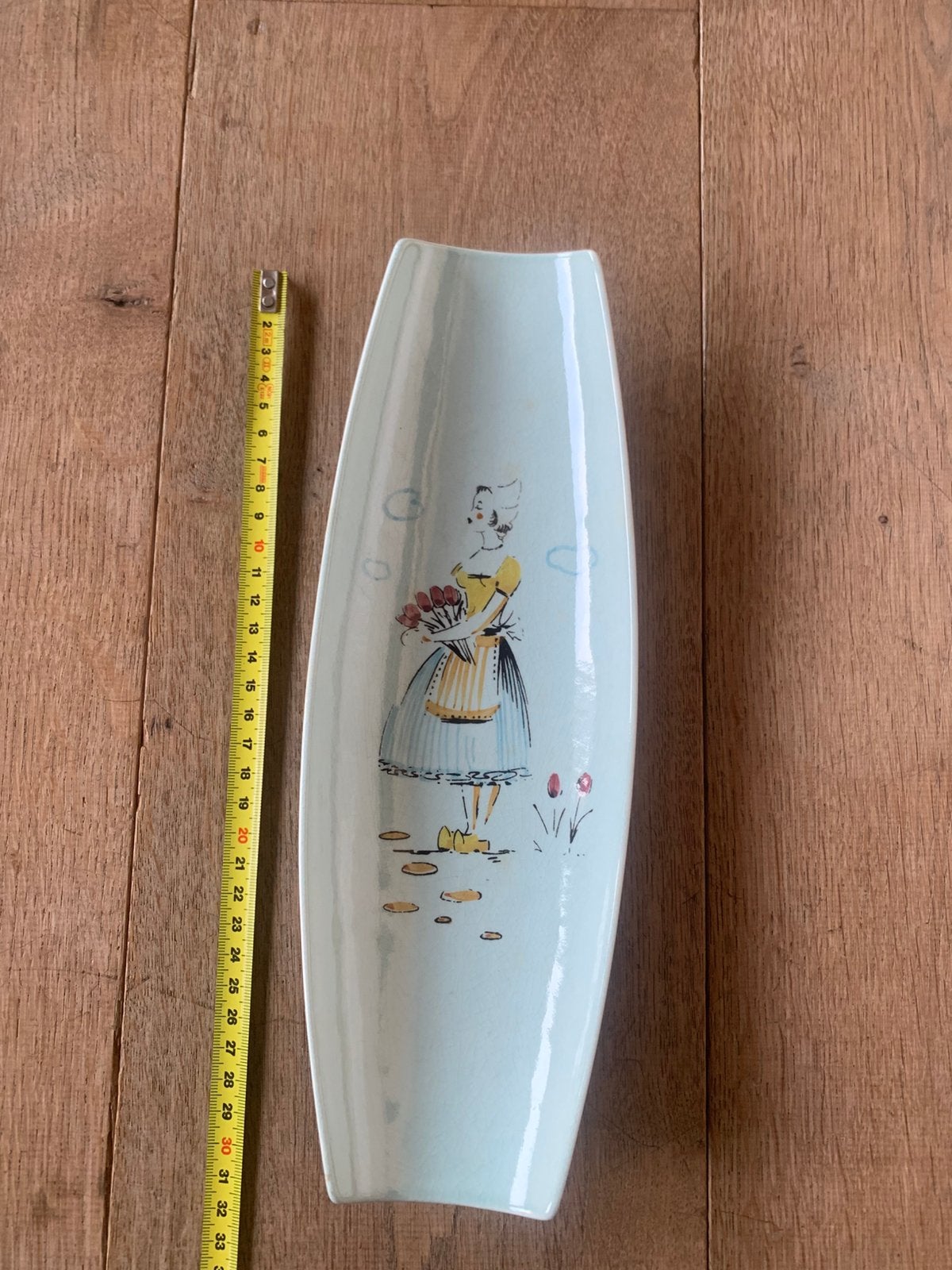 Zeeuws meisje gouda plateel mid century retro tulpen schaal, Antiek en Kunst, Ophalen of Verzenden