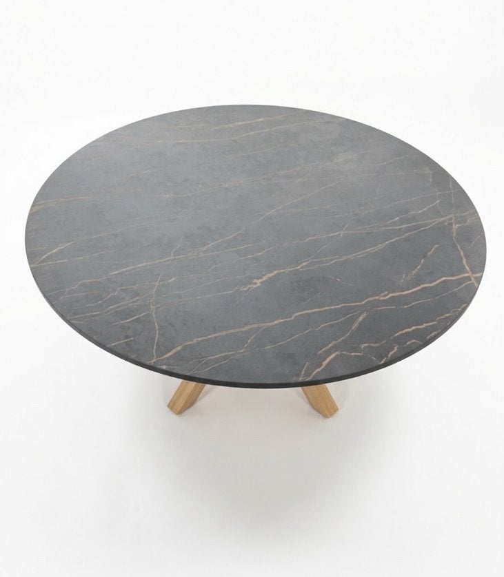 Rond composiet tafelblad met marmerlook, Ophalen, Overige materialen, 100 tot 150 cm, Rond