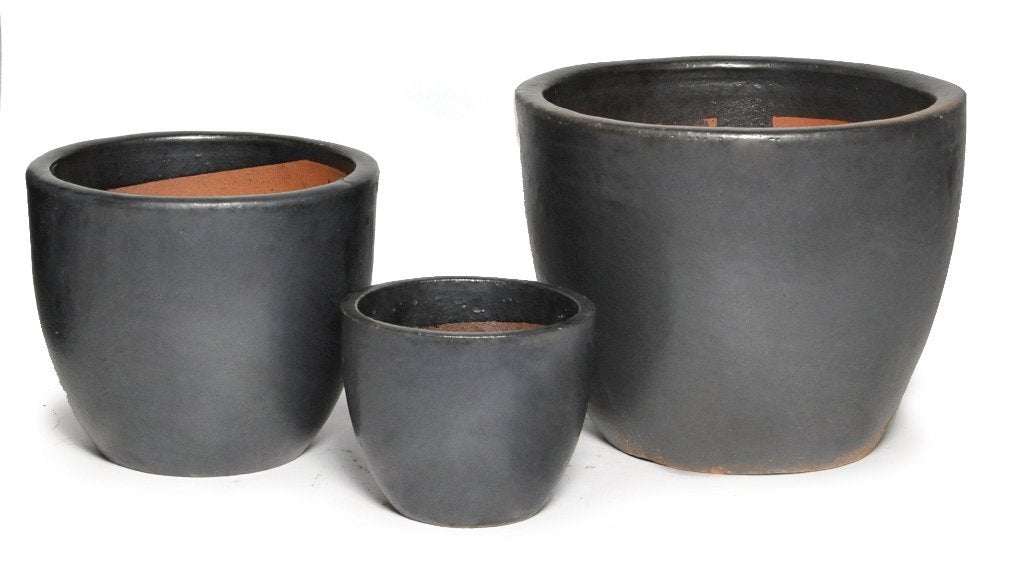 TUINPOTTEN MAT BLACK 3 DLG SET NIEUW, -, -, Rond, Nieuw