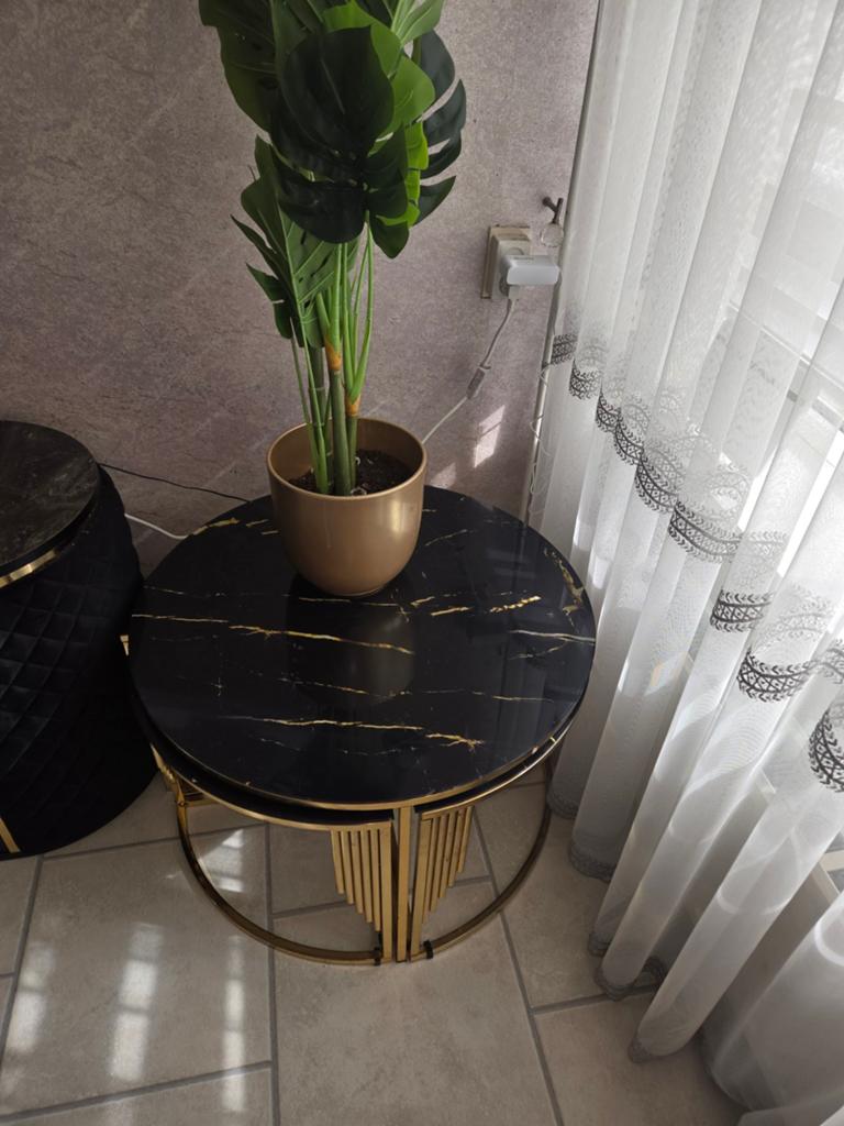Luxe salontafel set - Zwart marmer look met goud, Huis en Inrichting, Tafels | Salontafels, 50 tot 100 cm, Modern, Luxe, Glamour