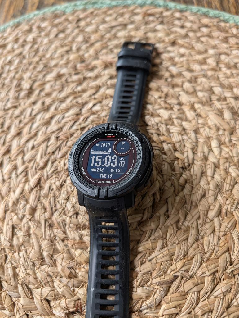 Garmin Instinct 2 Solar Tactical 45mm, Gebruikt, Zwart, Garmin, Ophalen of Verzenden