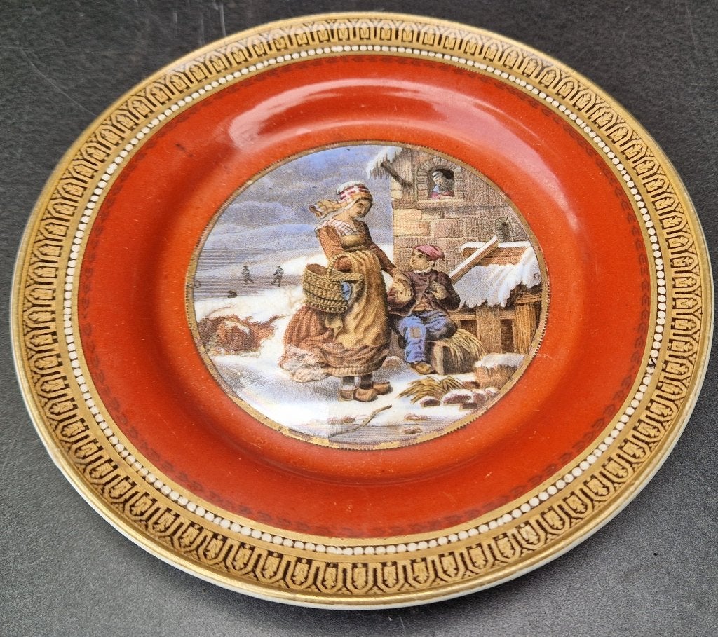 Stunning plate F&R Pratt so called Prattware Snowy scenery, Ophalen of Verzenden