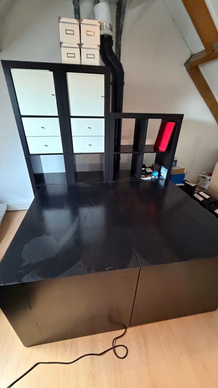 Ikea Kallax inclusief bureau., Ophalen, Gebruikt, 100 tot 150 cm, Met lade(s)