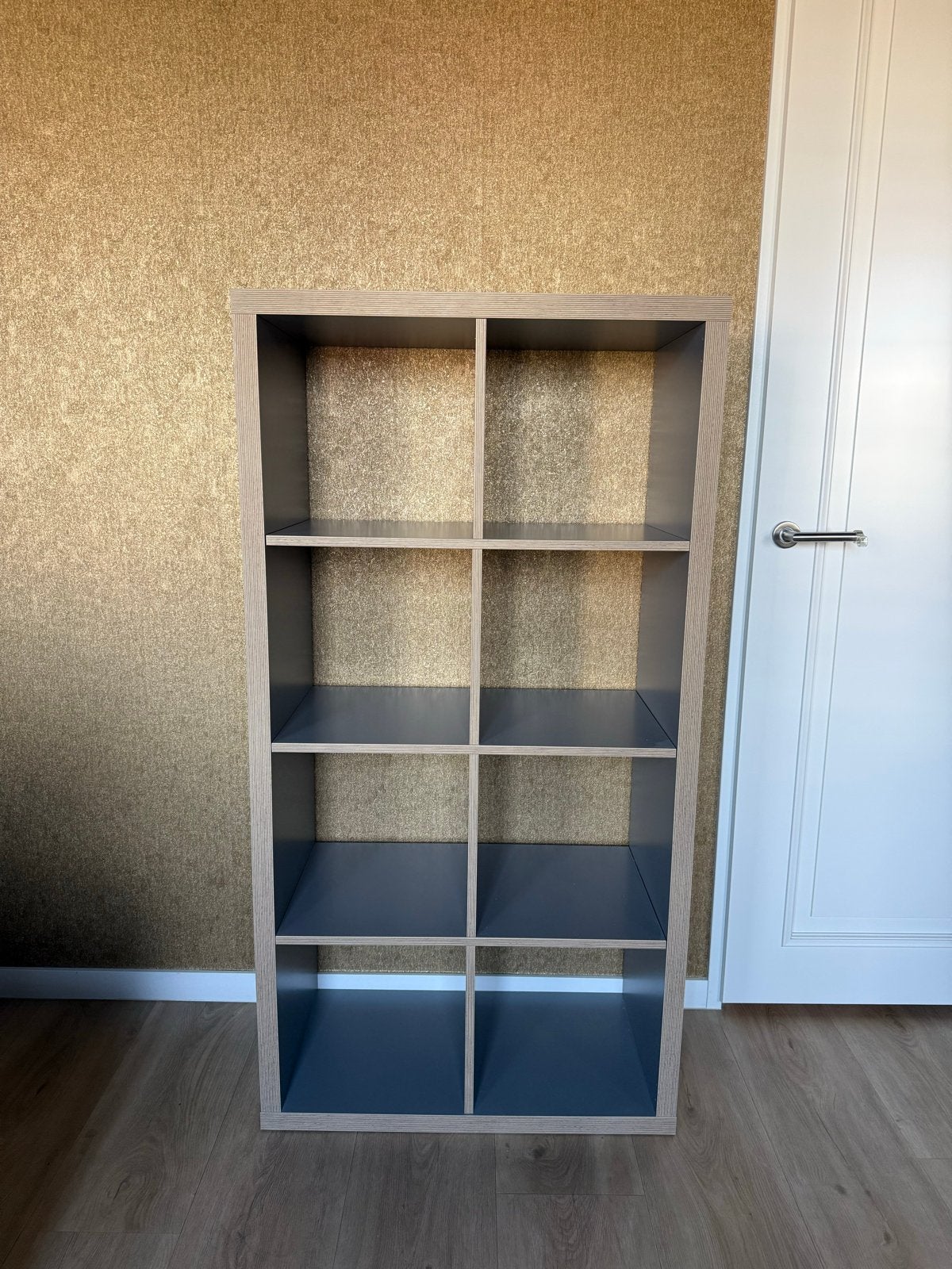 Moderne open kast met 8 vakken - Grijs/Houtlook, Ophalen, Met plank(en), Gebruikt, 50 tot 100 cm