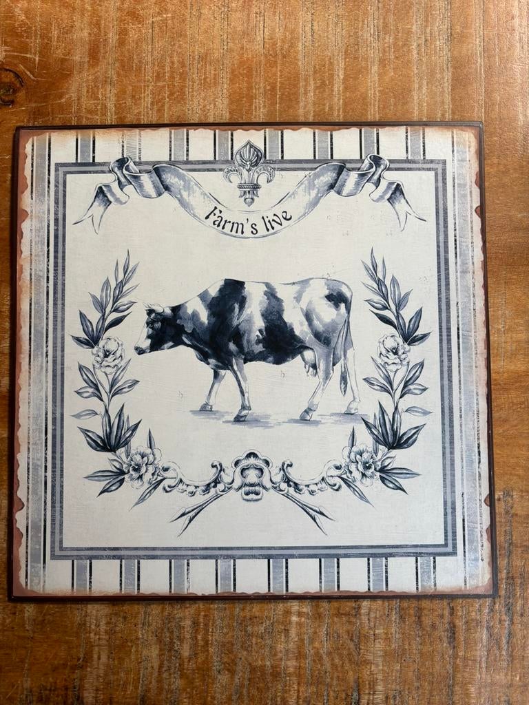 Te koop: 3x wanddecoratie – Delfts blauw (boerderij dieren), Ophalen of Verzenden, Zo goed als nieuw