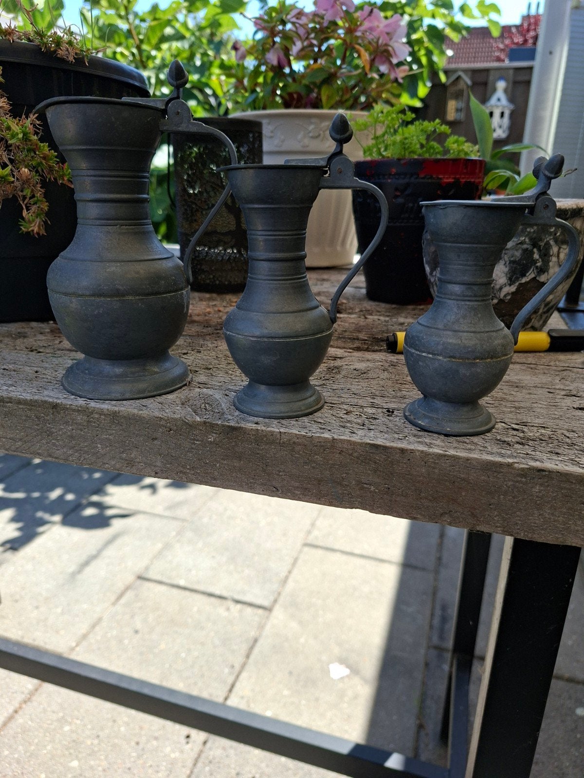 3 stuks tinnen kannen, Ophalen of Verzenden