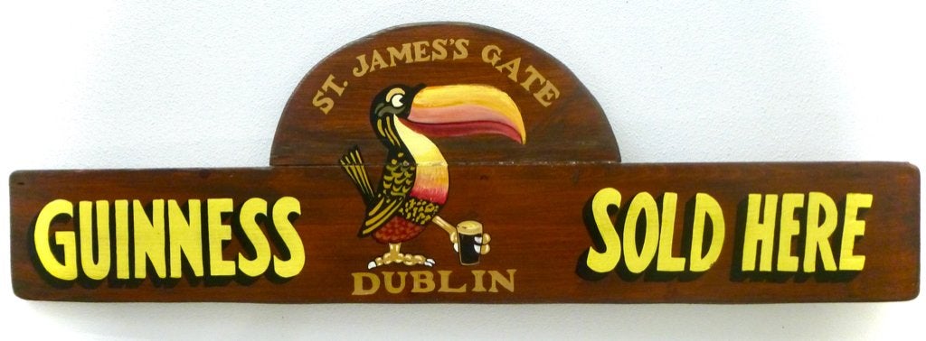 Handgeschilderd Irish pub bord / Guinness Dublin / mancave, Reclamebord, Ophalen of Verzenden, Zo goed als nieuw, B6