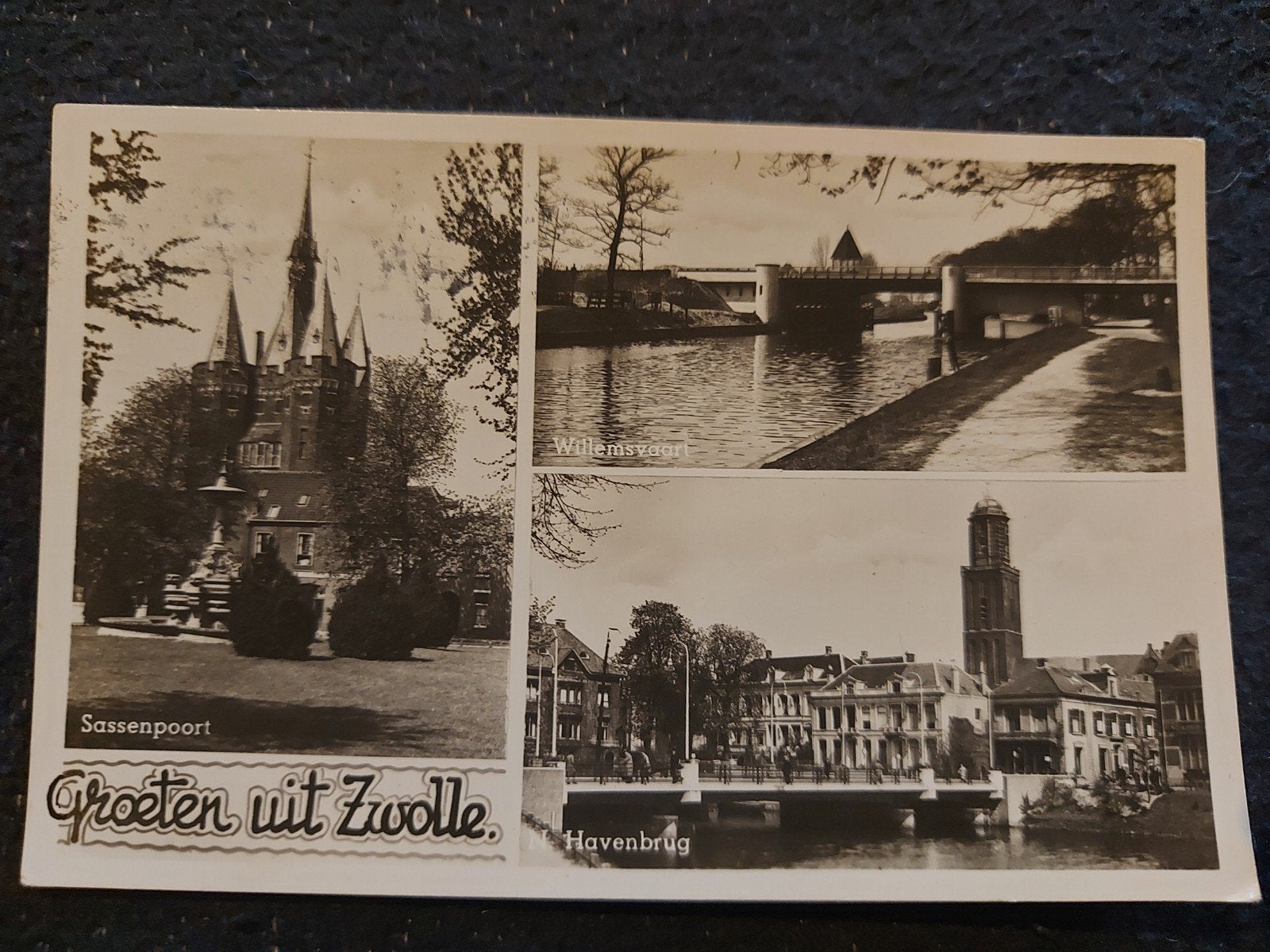 Oude ansicht1.40 Zwolle: Sassenpoort, Willemsvaart, Havenbru, Ophalen of Verzenden, 1940 tot 1960, Gelopen, Overijssel