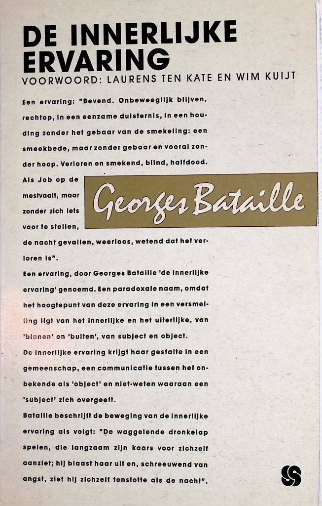 Innerlijke ervaring, Georges Bataille, Gelezen, België, Ophalen of Verzenden, Georges bataille