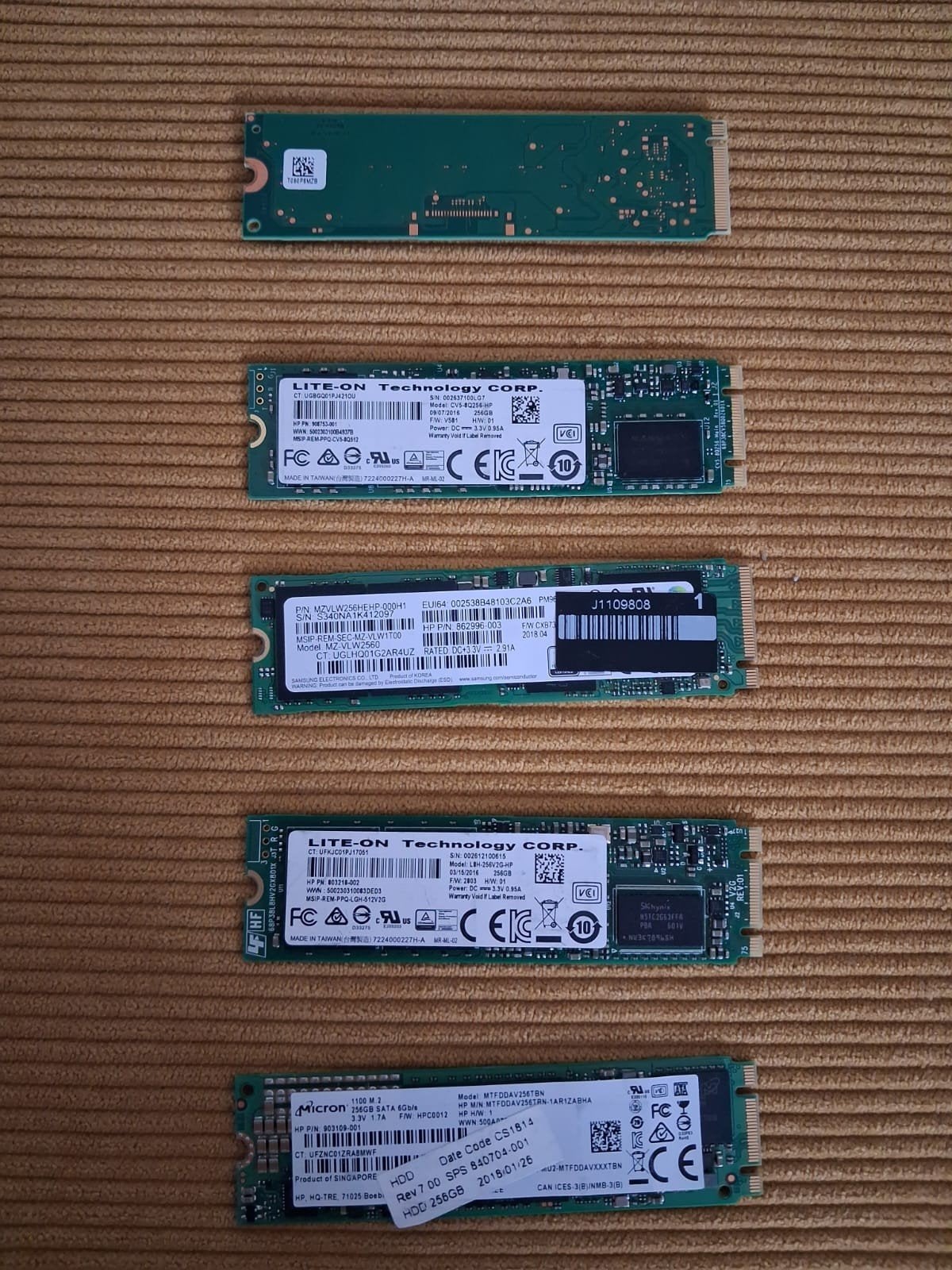 HP Micron Lite-On 256GB M.2 SSD - Zo goed als nieuw, Computers en Software, Intern, 256GB, Ophalen of Verzenden, Zo goed als nieuw