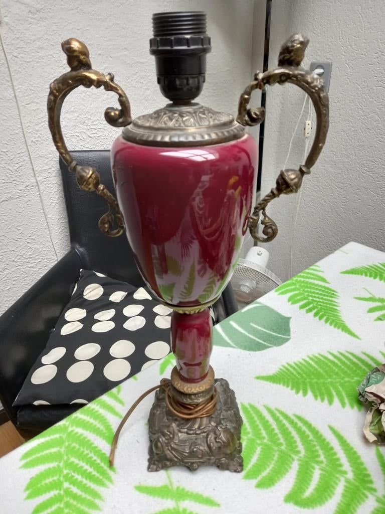 Vintage, midcentury jaren '60 rode keramieken schemerlampvoe, Gebruikt, Verzenden, Overige materialen, Vintage, midcentury jaren '50/'60