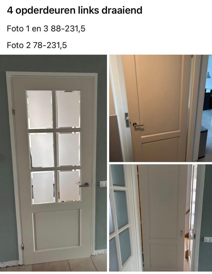 Binnen opdekdeuren, Ophalen, Zo goed als nieuw, Binnendeur, 200 tot 215 cm