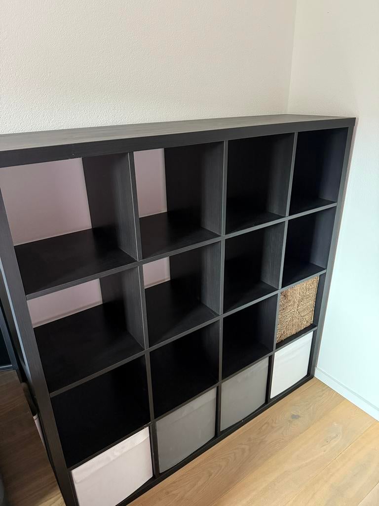 Ikea kallax kast 4x4 vakken incl bakken, Ophalen, 100 tot 150 cm, 100 tot 150 cm, Zo goed als nieuw