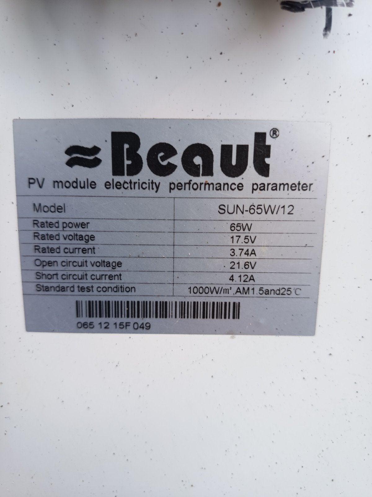 Beaut Zonnepaneel 65W voor marine of camper, Ophalen