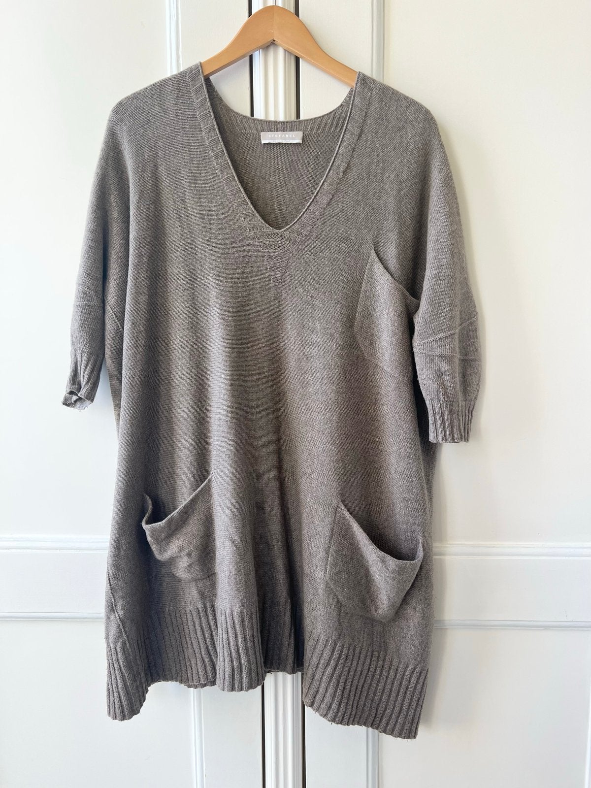 Stefanel Kasjmier Blend Oversized Tuniek Jurk, Maat S, Bruin, Ophalen of Verzenden, Zo goed als nieuw, Maat 36 (S)