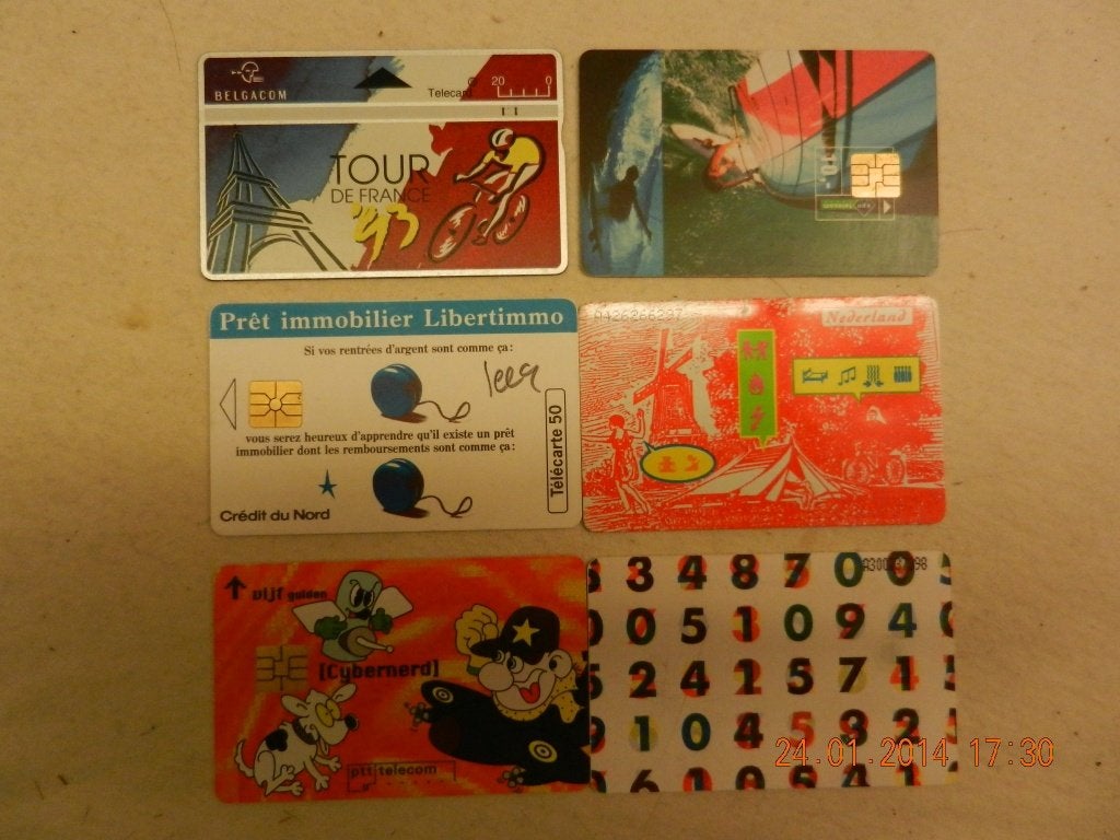 6 oude Telefoonkaarten, Ophalen of Verzenden