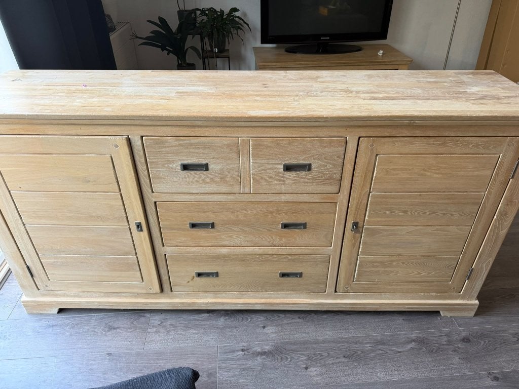 Prachtige robuuste houten dressoirkast, Ophalen, 100 tot 150 cm, 25 tot 50 cm, Gebruikt