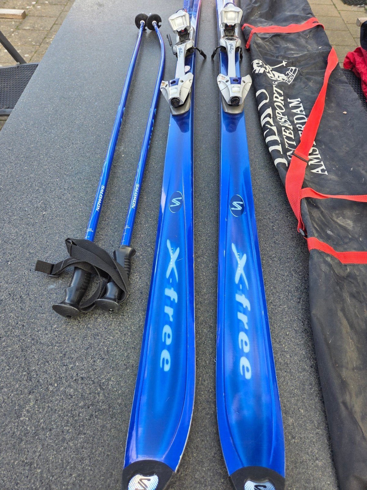 Salomon X-Free ski's met stokken en tas, Skiën, Ski's, 180 cm of meer, Gebruikt