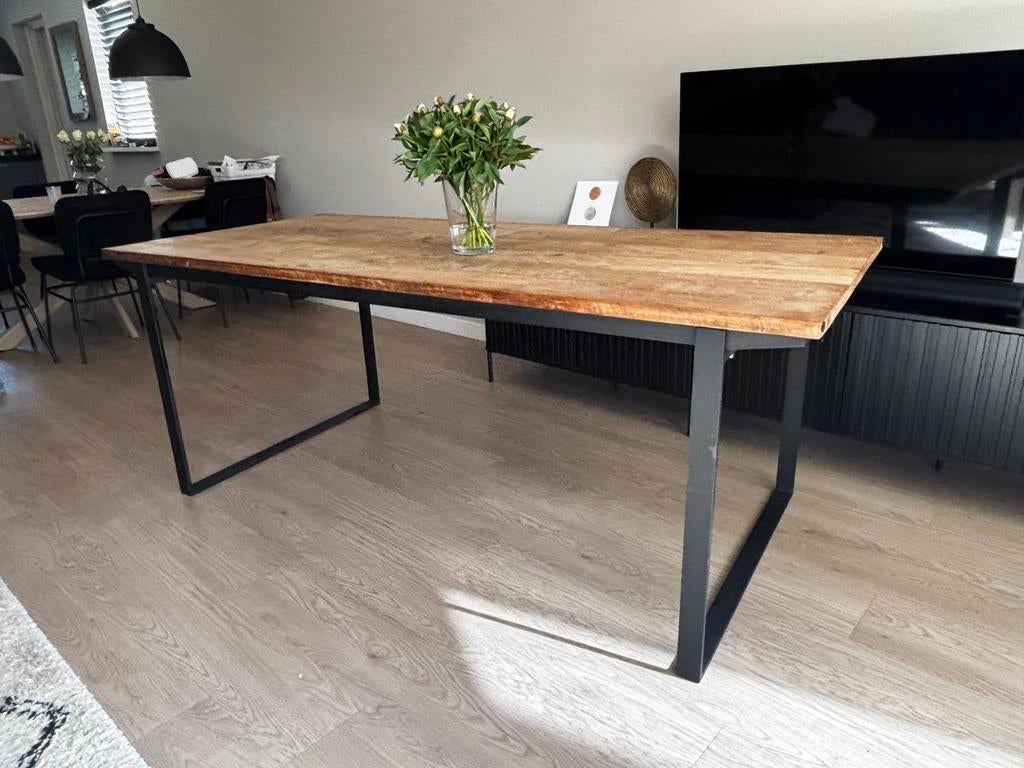 Eettafel 90x200, Huis en Inrichting, Tafels | Eettafels, Ophalen, Gebruikt, Teakhout, 200 cm of meer