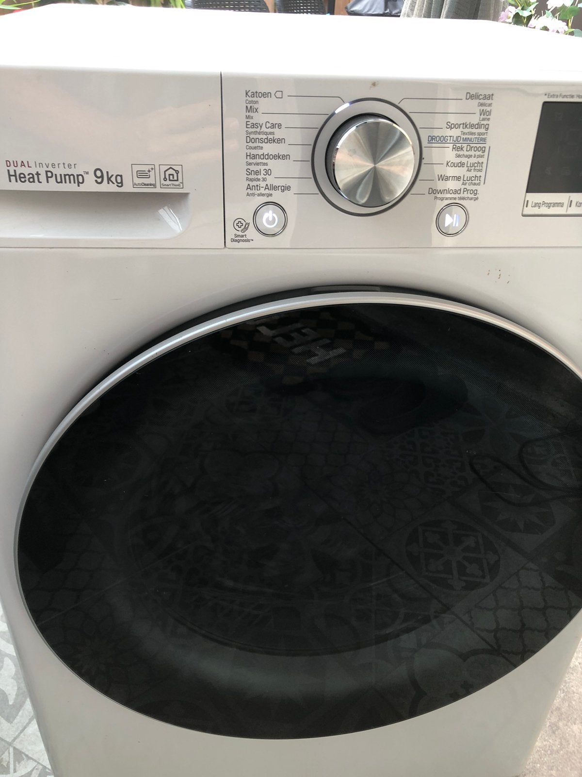LG warmtepompdroger 9,0 kg A class, Ophalen, Gebruikt, Minder dan 85 cm, 8 tot 10 kg