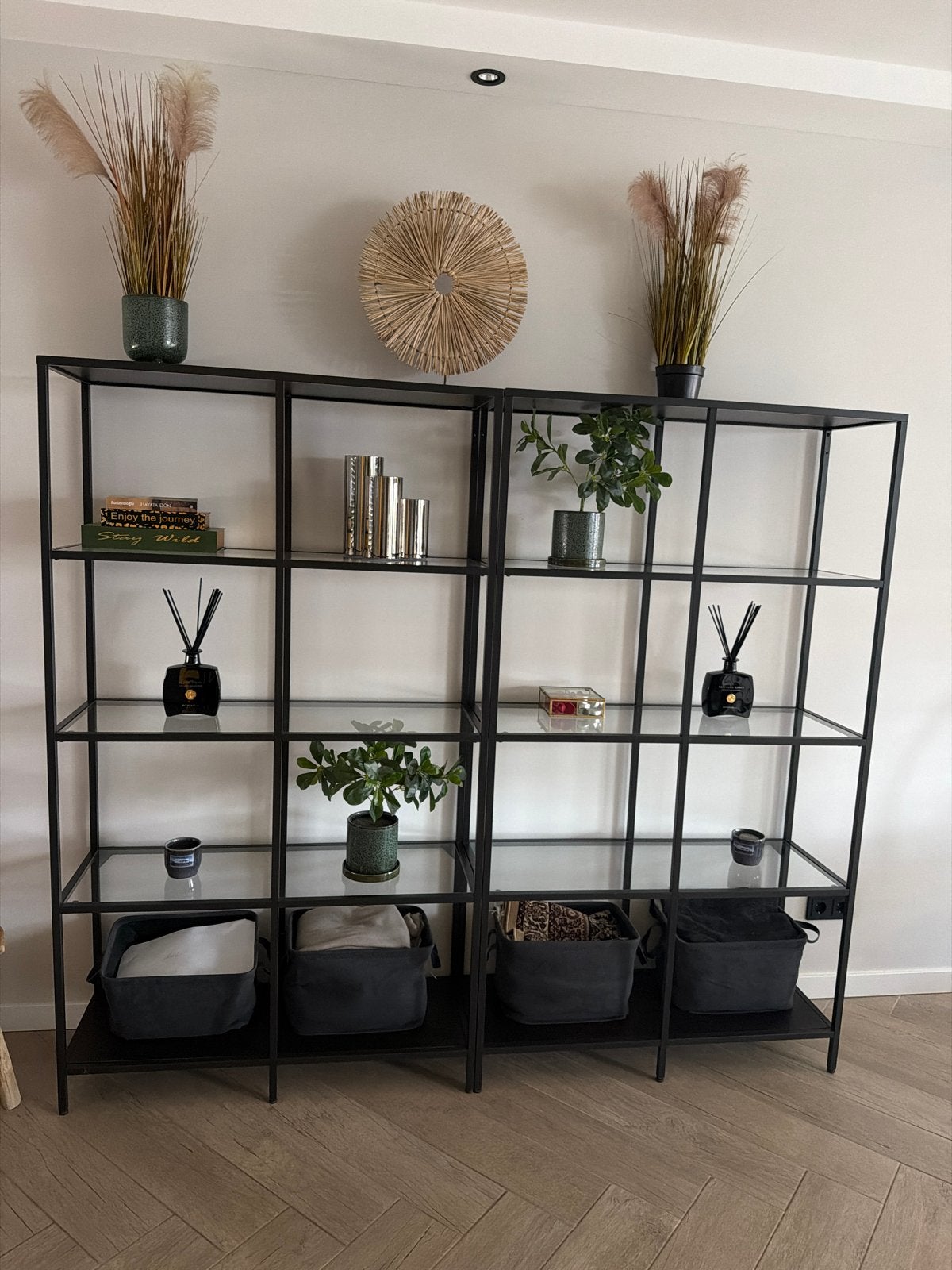 Stellage open kast met accessoires en manden, Ophalen, Met plank(en), 200 cm of meer, 150 tot 200 cm