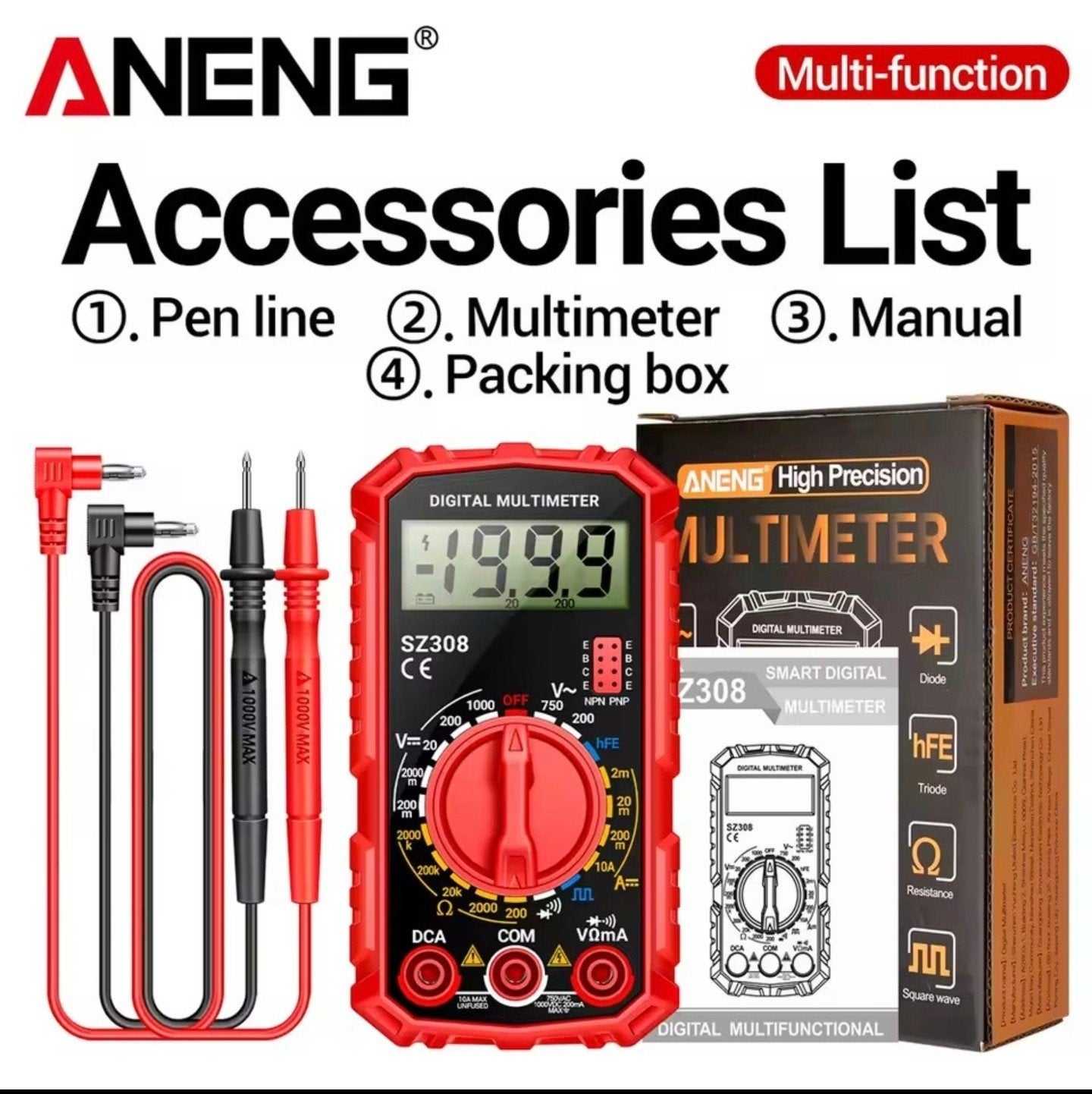 Digitale Multimeter AC/DC Stroom- en Spanningsmeter, Ophalen of Verzenden, Nieuw, Multimeter