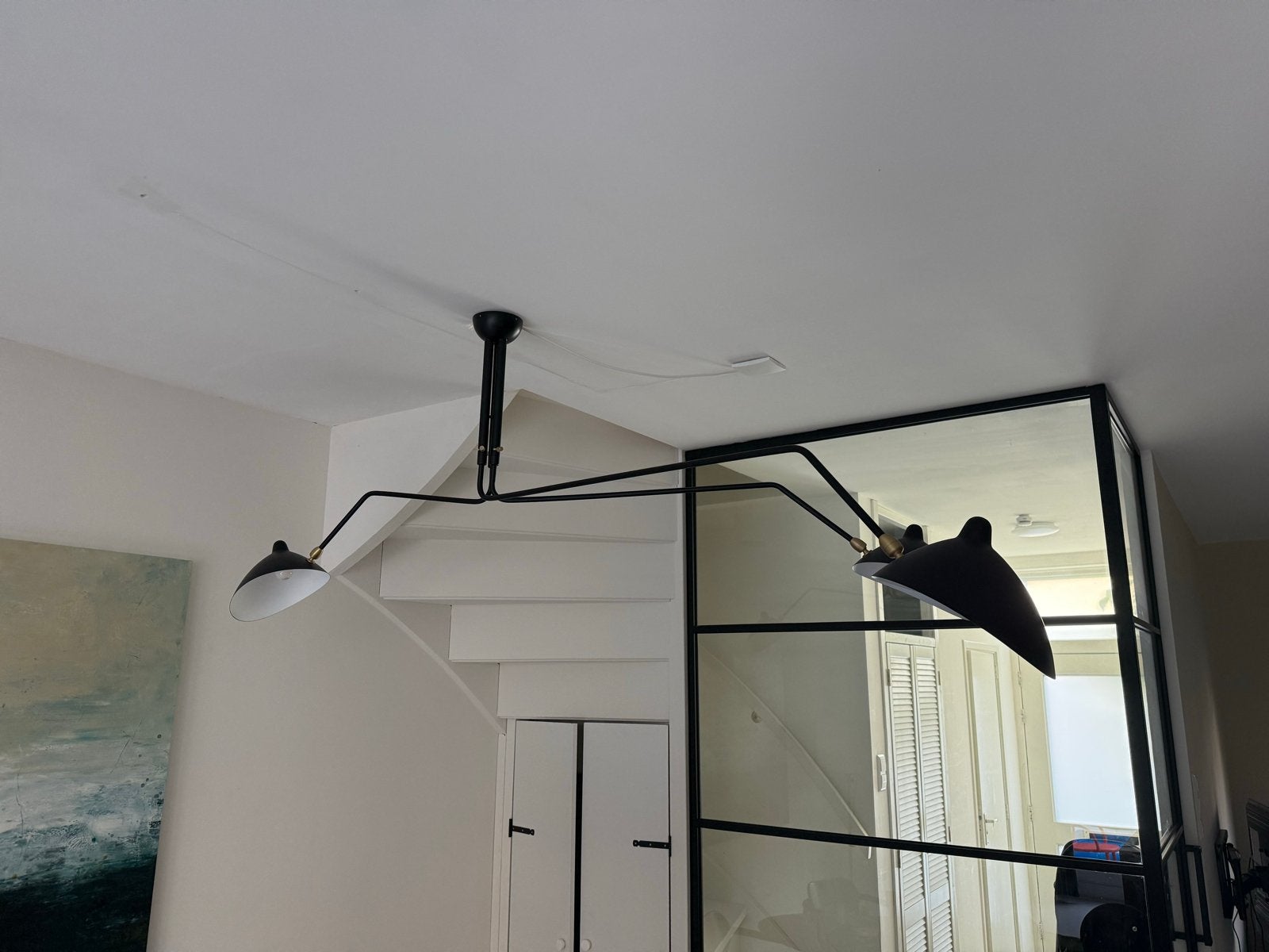 Zwarte Spider Plafondlamp met 3 Armen - Modern Design, Ophalen, Zo goed als nieuw, Metaal, E27 (groot)