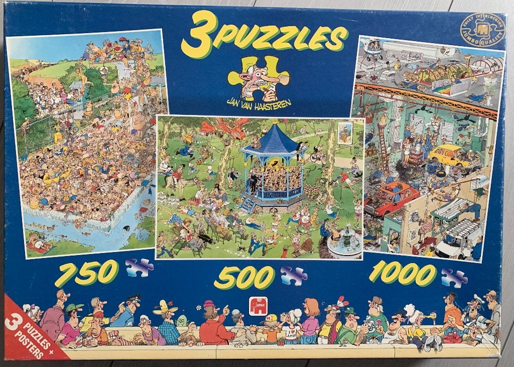 3 Jan van Haasteren legpuzzels (500, 750 en 1000 stuks), Ophalen, 500 t/m 1500 stukjes, Gebruikt, Legpuzzel