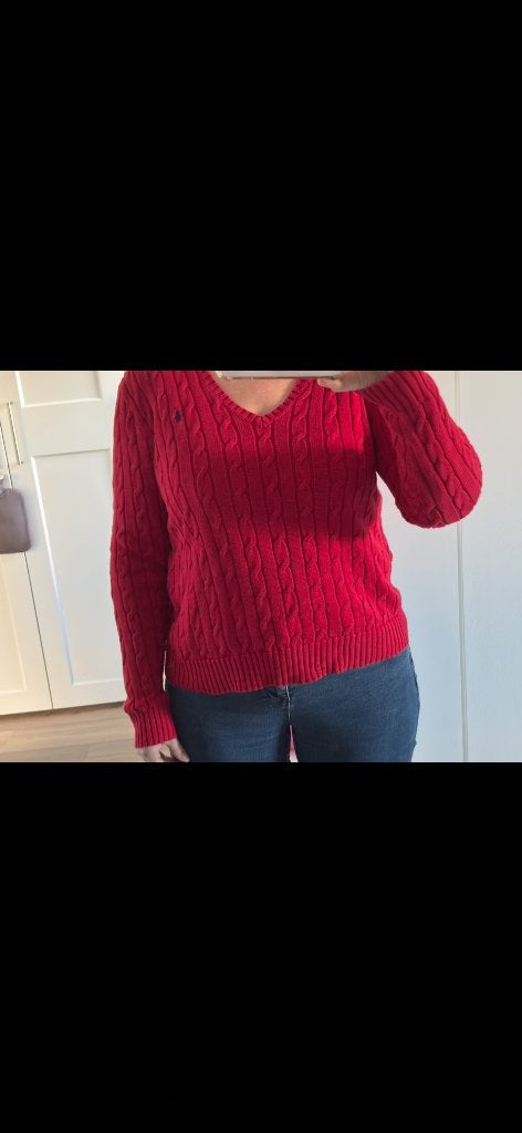 Rode Ralph Lauren trui met v hals, Maat 46/48 (XL) of groter, Ophalen of Verzenden, Zo goed als nieuw, Ralph Lauren