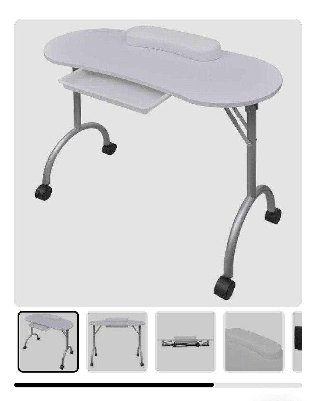 Inklapbare witte nageltafel met armsteun en lade, Ophalen of Verzenden, Wit, Handen en Nagels