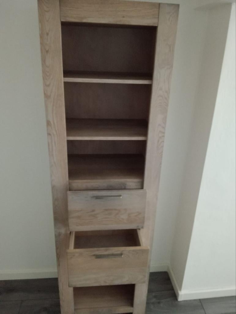 Hoge smalle kast met lades en planken - 200x60x45 cm, Ophalen, Met plank(en), Gebruikt, 200 cm of meer