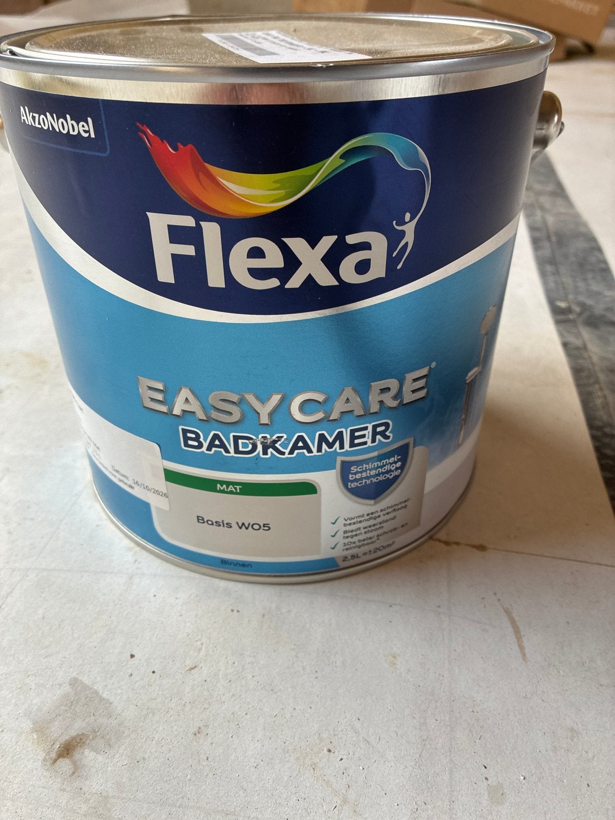 Flexa Easycare Muurverf Mat Badkamer RAL 7032 Kiezelgrijs, Doe-het-zelf en Verbouw, Nieuw, Ophalen of Verzenden, Verf, Grijs