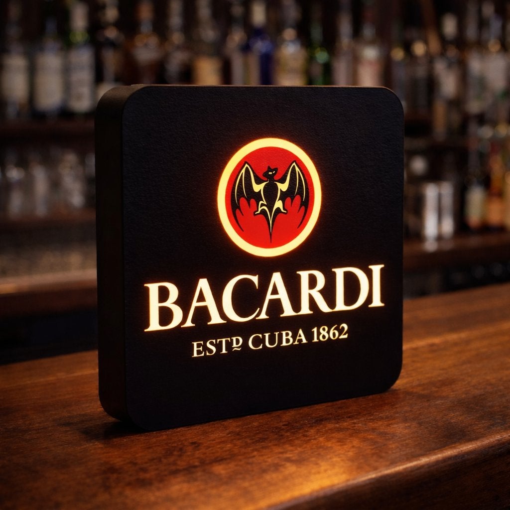 Bacardi Lightbox LED  - Wanddecoratie Mancave Bar Café, Huis en Inrichting, Barren, Verzenden, ., Nieuw, .