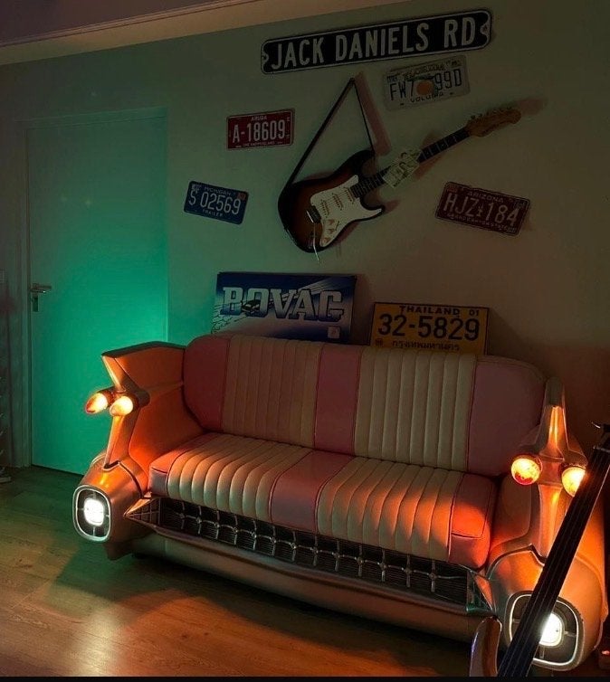Cadillac 59er bankstel met verlichting, Huis en Inrichting, Banken | Bankstellen, Ophalen, Overige materialen, Gebruikt, Driepersoons