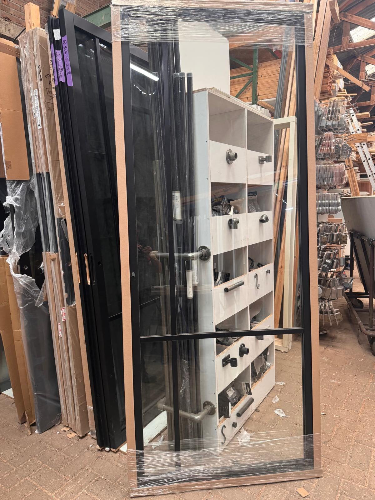 93x231,5 binnendeur opdek links staallook zwart Sk50, Ophalen, ., Nieuw, .