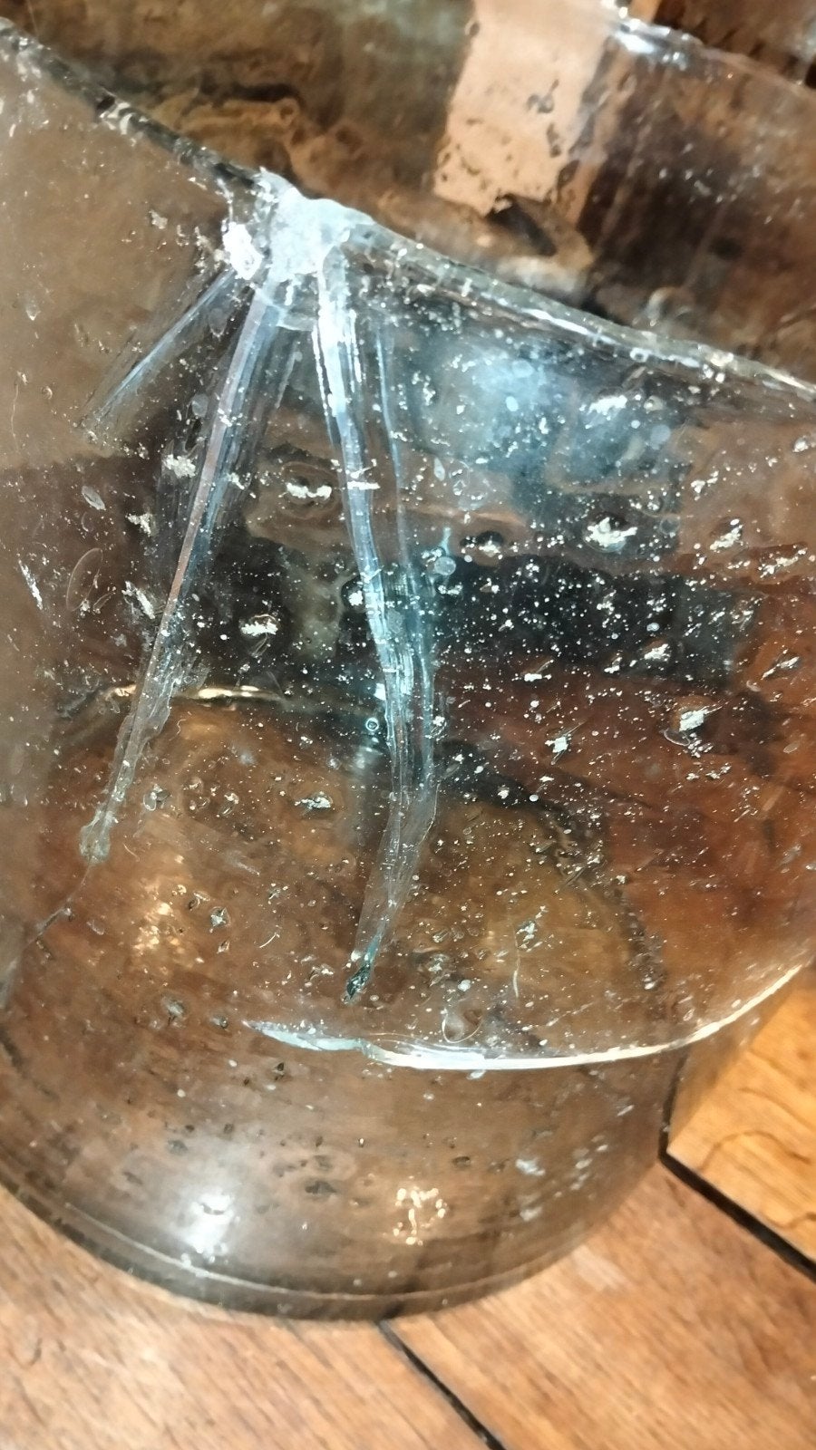 Heel groot windlicht. Dik bubbelglas xxl brocante, Ophalen