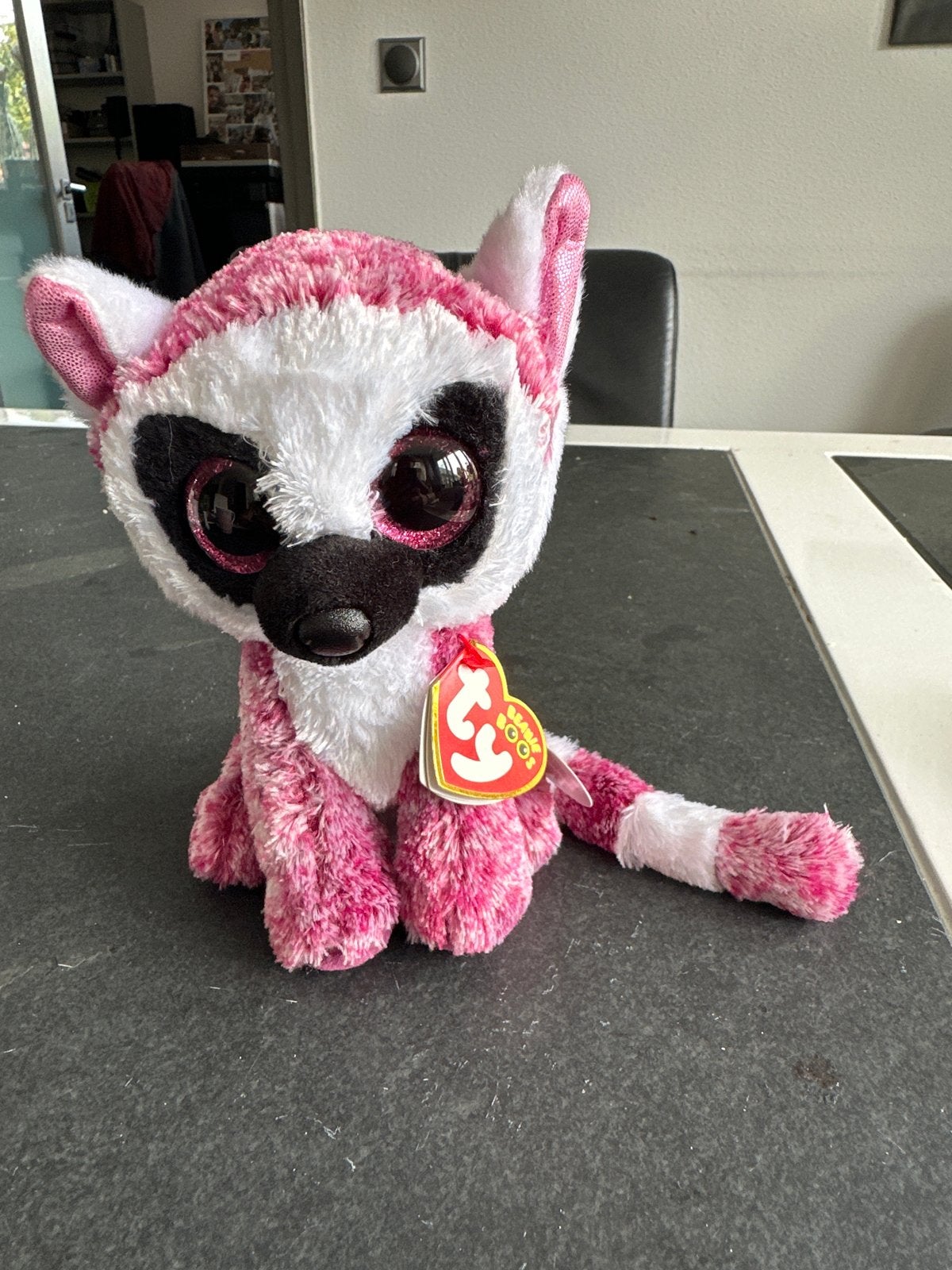Ty Beanie Boo's LeeAnn de Roze Ringstaartmaki Knuffel, Overige karakters, Overige typen, Ophalen of Verzenden, Roze